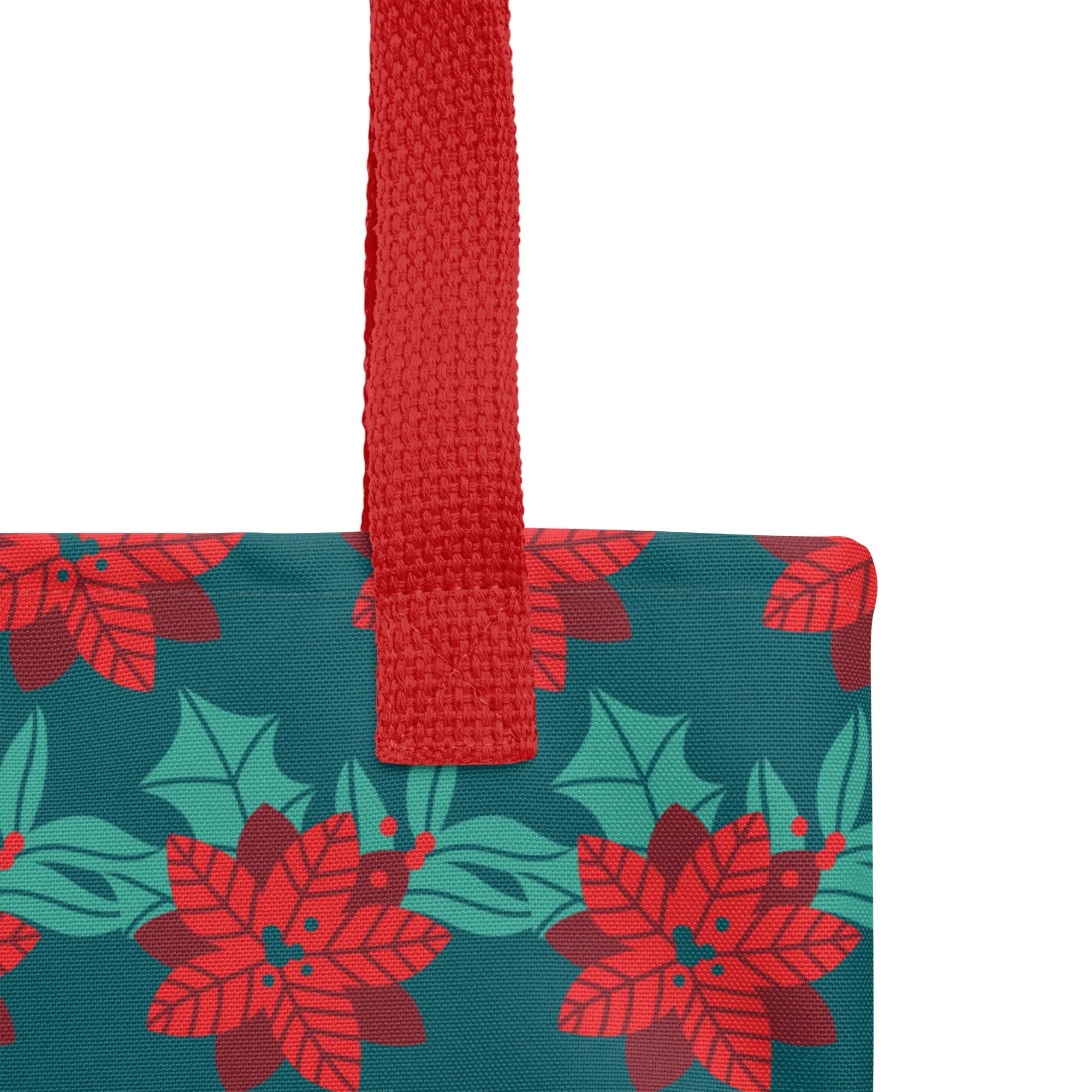 Christmas Tote Bag - Christmas Flower (Glamourange Festive Pattern Christmas Tote Bags)