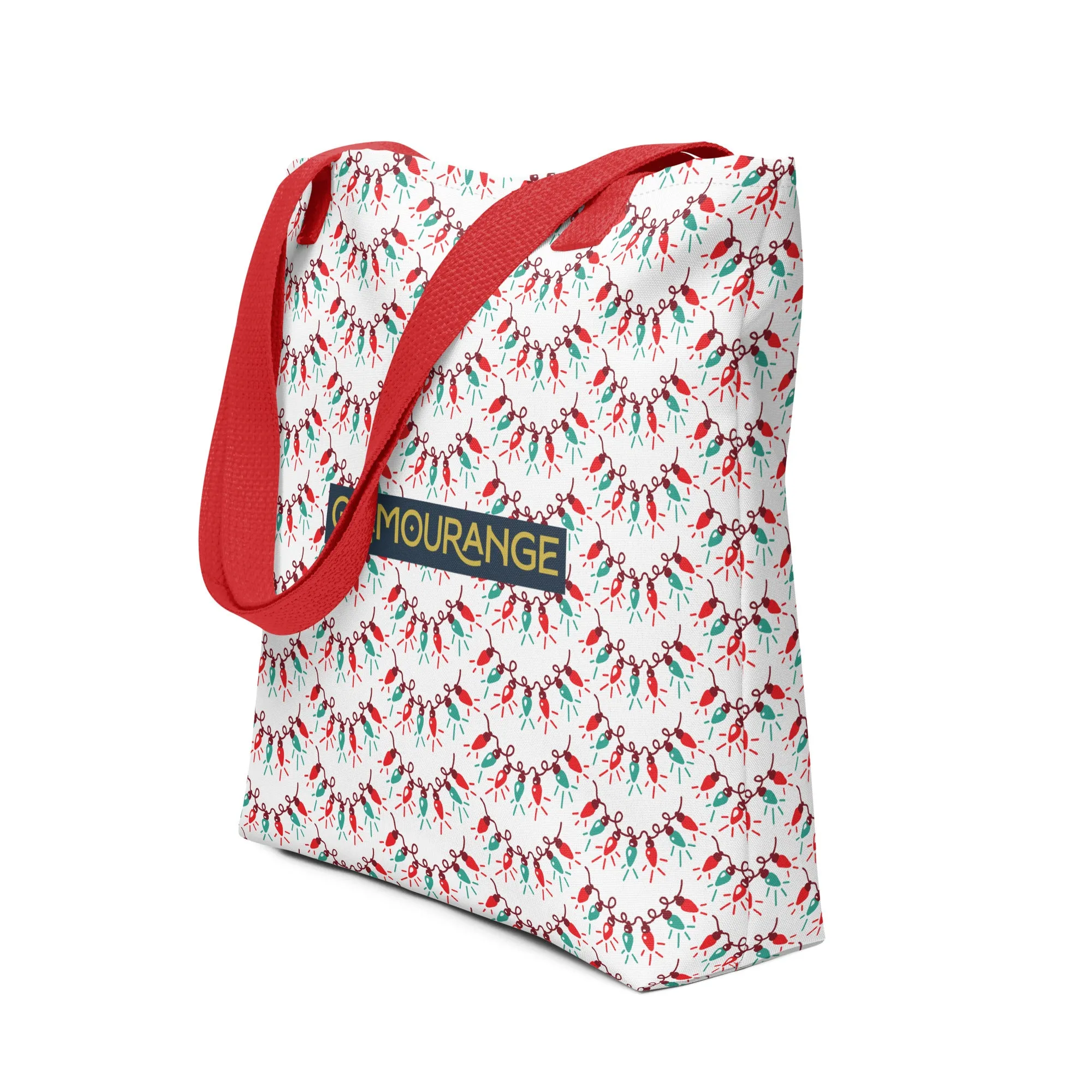 Christmas Tote Bag - Christmas Lights (Glamourange Festive Pattern Christmas Tote Bags)