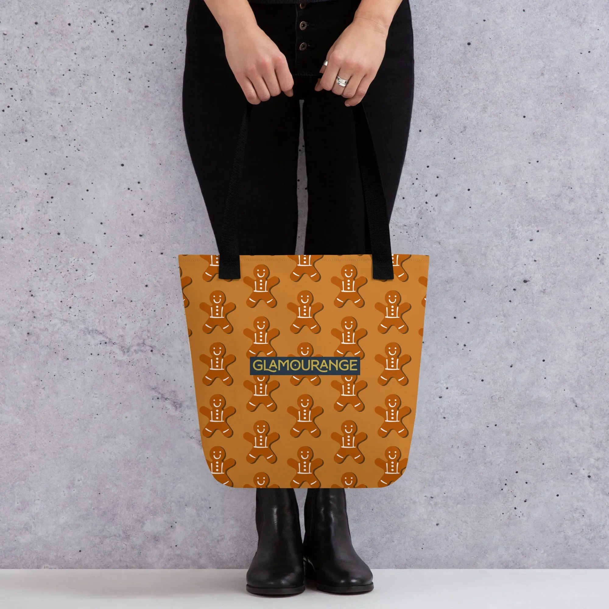 Christmas Tote Bag - Gingerbread Man (Glamourange Festive Pattern Christmas Tote Bags)