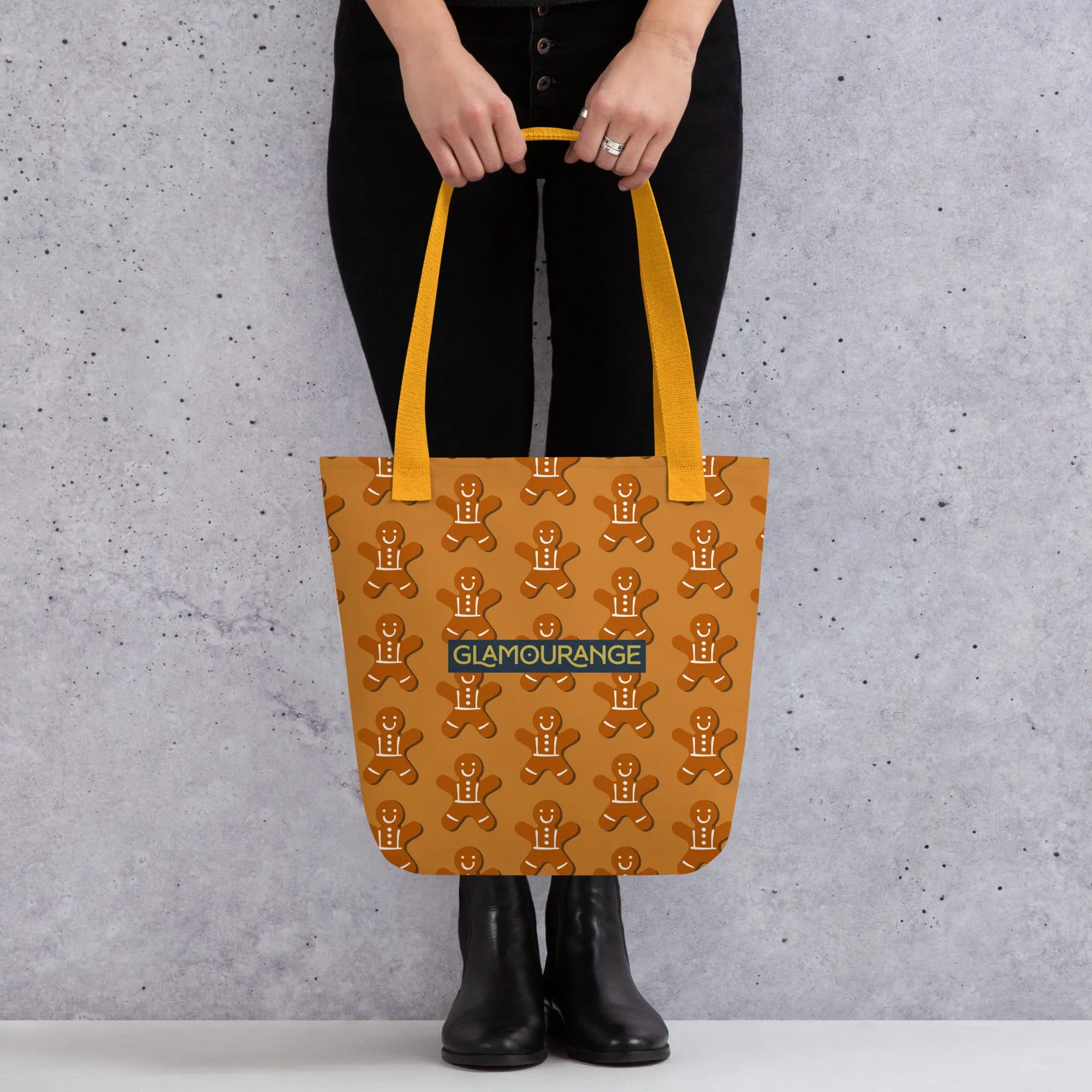 Christmas Tote Bag - Gingerbread Man (Glamourange Festive Pattern Christmas Tote Bags)