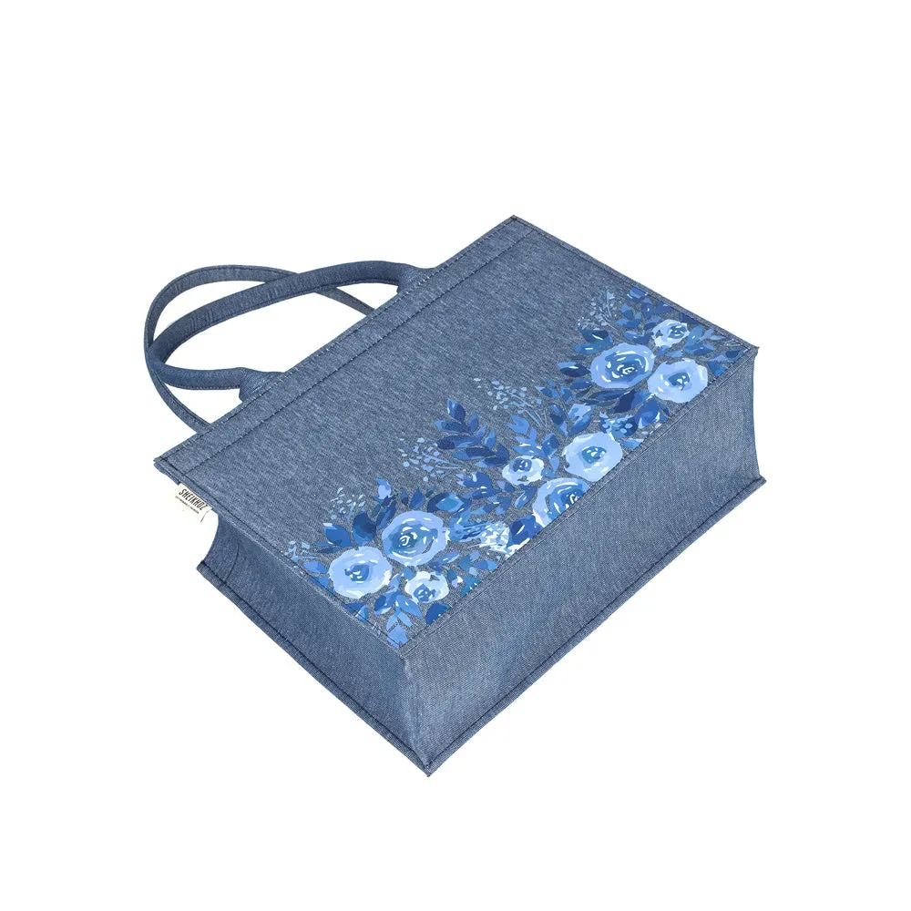 Classic Denim Floral Printed Tote Bag - Chic, Durable, and Eco-Friendly