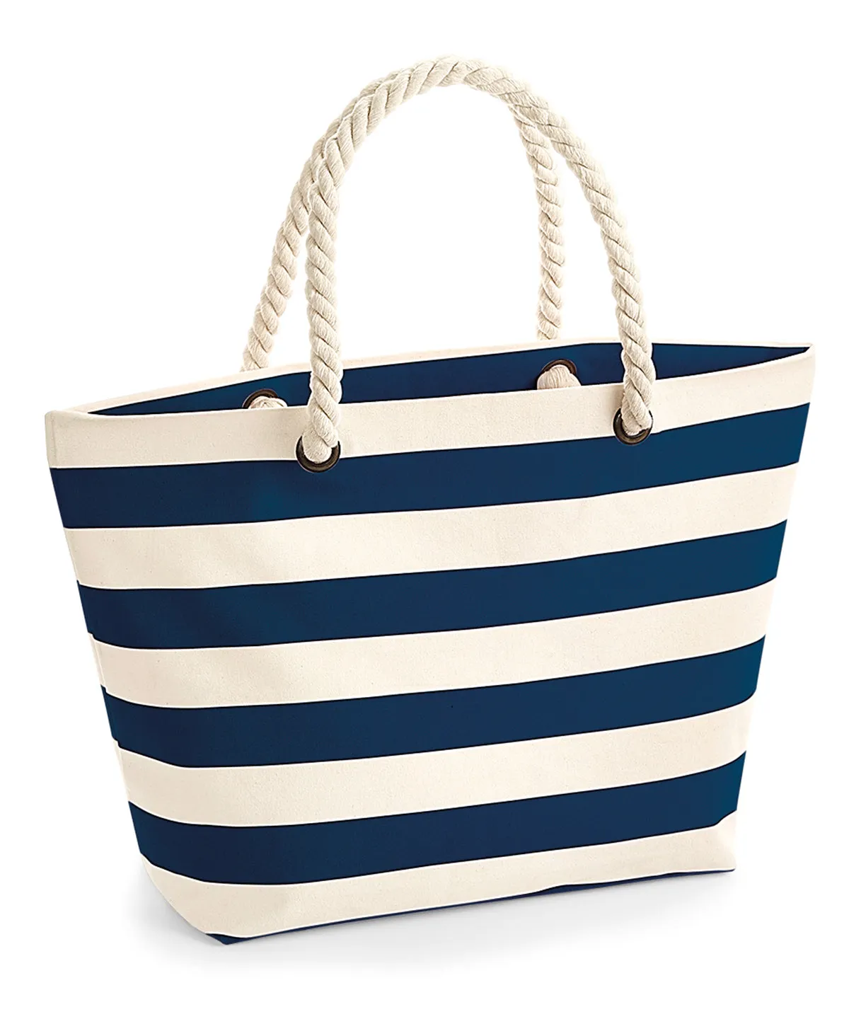 Coffee & Chaos Nautical Beach Bag - Striped Canvas Tote