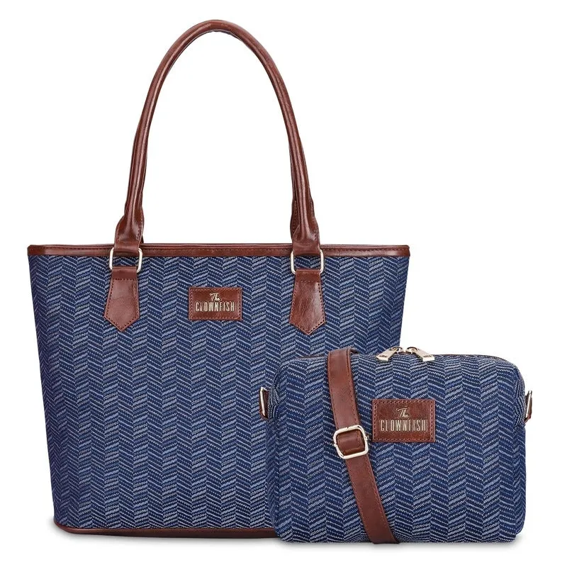 Combo: Adelina Sling & Justina Handbag - Versatile & Stylish | Perfect Gift | 3 Compartments | Blue-Stripes