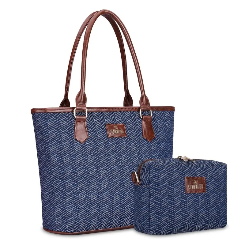 Combo: Adelina Sling & Justina Handbag - Versatile & Stylish | Perfect Gift | 3 Compartments | Blue-Stripes