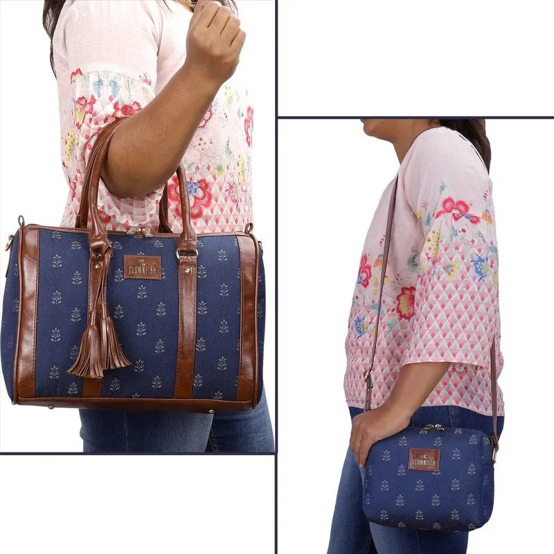 Combo: Adelina Sling & Lorna Handbag - Stylish, Versatile | Adjustable Strap | 20.7L | Denim Blue