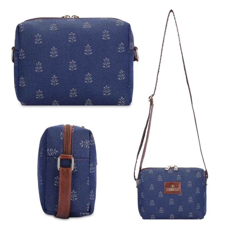 Combo: Adelina Sling & Lorna Handbag - Stylish, Versatile | Adjustable Strap | 20.7L | Denim Blue