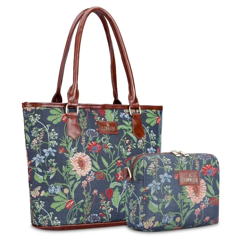 Combo: Adelina Sling and Justina Handbag - Versatile Design | Perfect Gift | 2 Bags | Navy Blue-Floral