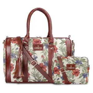 Combo: Adelina Sling Bag & Lorna Handbag for Women | Adjustable Strap | 20.7L | Maroon-Floral