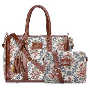 Combo: Adelina Sling Bag & Lorna Handbag for Women | Adjustable Straps | 20.7L | Pink-Floral