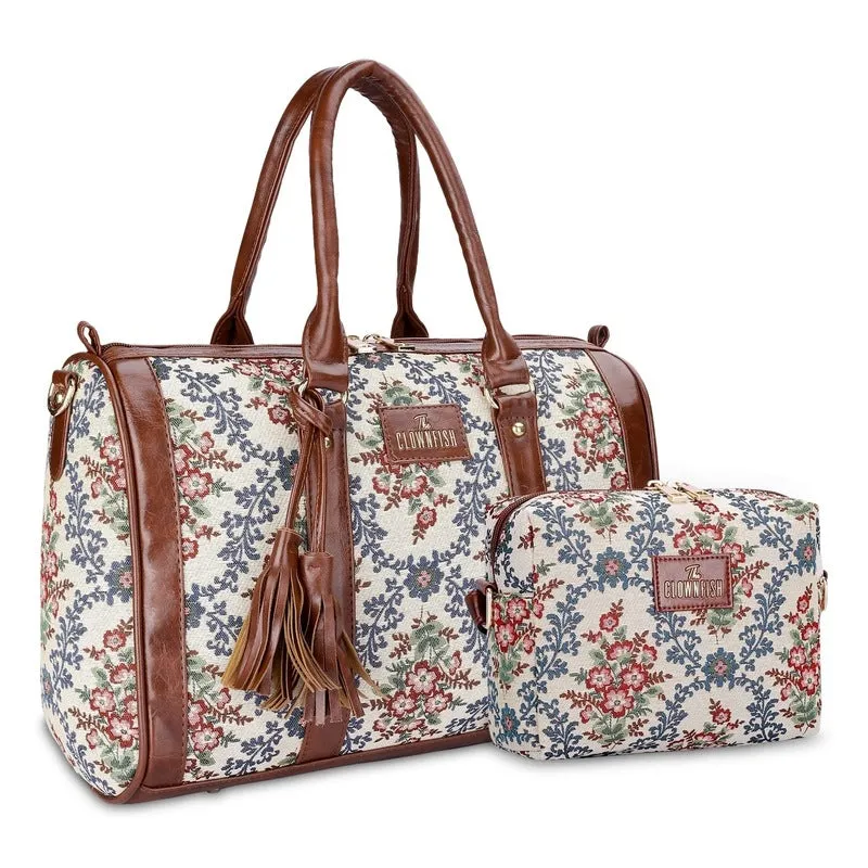 Combo: Adelina Sling Bag & Lorna Handbag for Women | Adjustable Straps | 20.7L | Pink-Floral