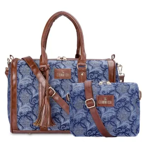 Combo: Adelina Sling Bag & Lorna Handbag | Lightweight, Adjustable | 20.7L | Blue-Floral