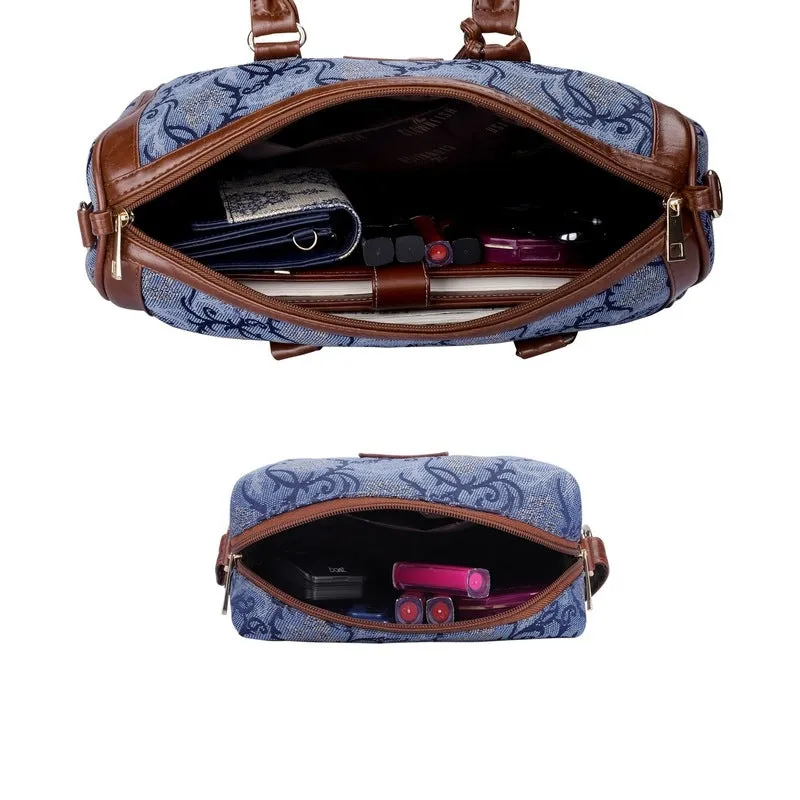 Combo: Adelina Sling Bag & Lorna Handbag | Lightweight, Adjustable | 20.7L | Blue-Floral