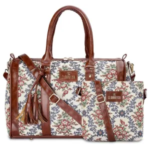 Combo: Linda Series Sling & Lorna Handbag - Durable Tapestry, Faux Leather | Versatile Storage | Pink-Floral