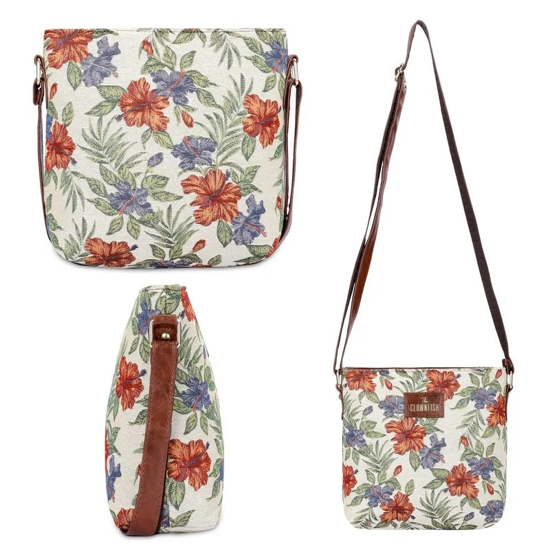 Combo: Linda Sling & Justina Handbag - Stylish, Versatile | Crossbody & Tote | 4 Pockets | Maroon-Floral