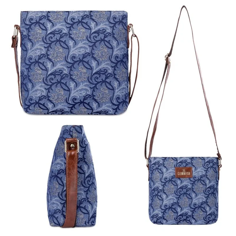 Combo: Linda Sling & Justina Handbag - Versatile, Stylish | 2 Bags | Blue-Floral