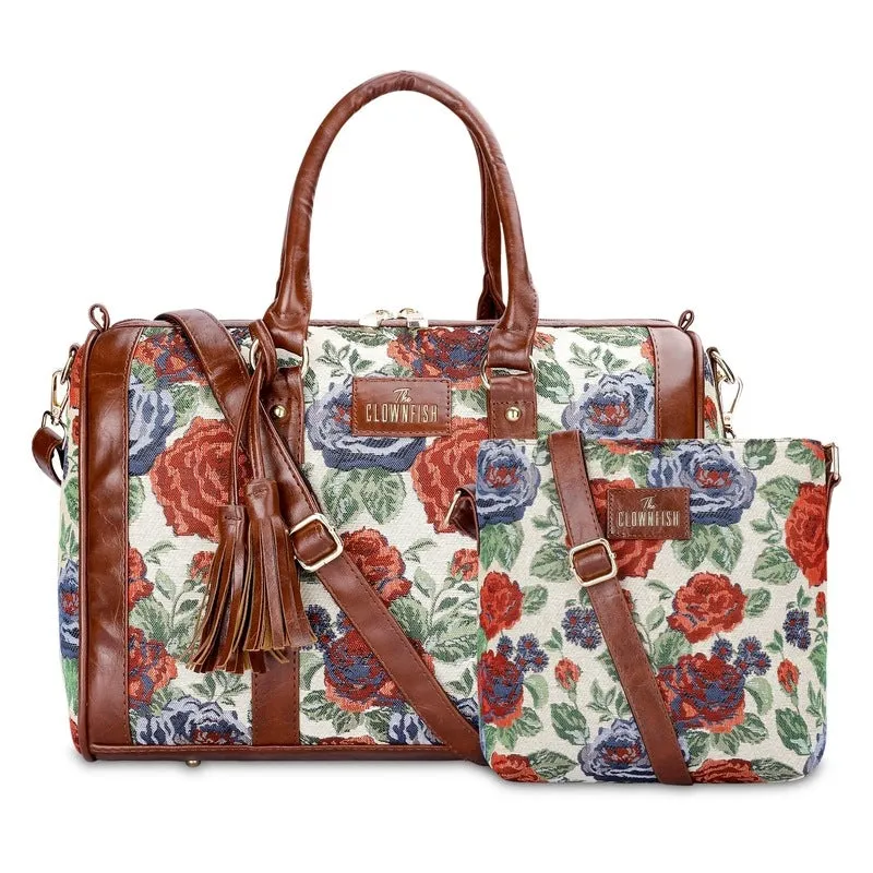 Combo: Linda Sling & Lorna Handbag for Women | Adjustable Strap | Floral Design | Red-Floral