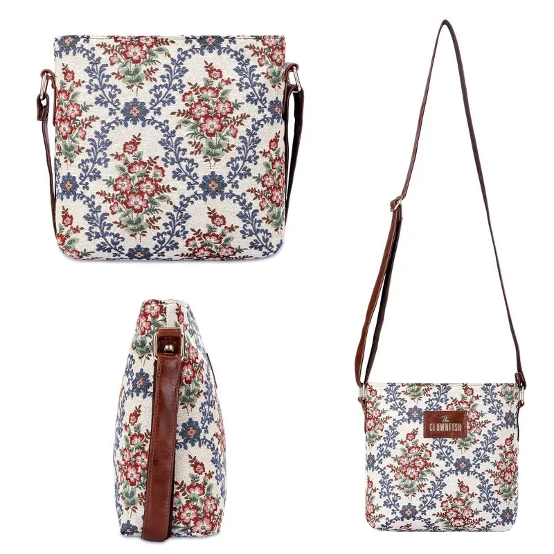 Combo: Linda Sling Bag & Justina Handbag for Women | 2 Units | Tapestry & Faux Leather | Pink-Floral