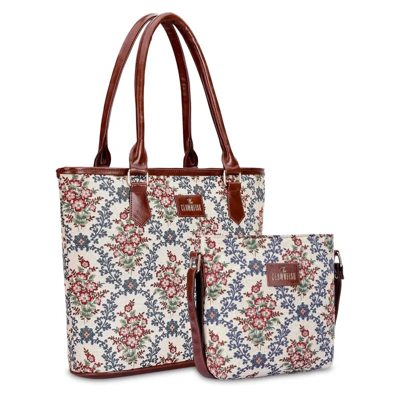 Combo: Linda Sling Bag & Justina Handbag for Women | 2 Units | Tapestry & Faux Leather | Pink-Floral