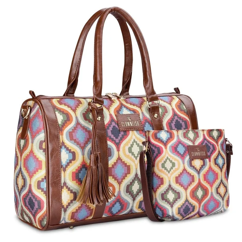 Combo: Lorna Printed Handicraft Fabric Handbag & Aahna Crossbody Bag | 16L | Multicolour Design