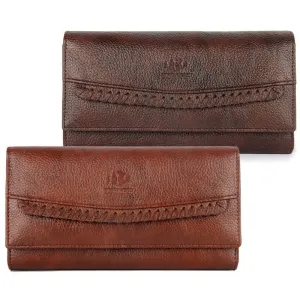 Combo of 2: Faux Leather Women's Wallets with Stylish Design | Snap Flap Closure | Brown