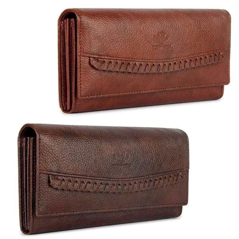 Combo of 2: Faux Leather Women's Wallets with Stylish Design | Snap Flap Closure | Brown