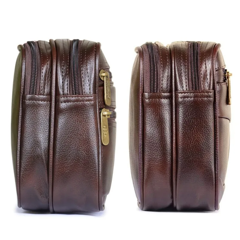 Combo of 2: Multipurpose Travel Pouches - Elegant Design | Wrist Handle | Dark Brown