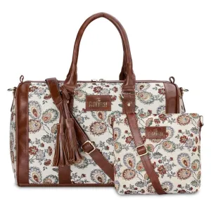 Combo: Sling Bag & Handbag for Women - Floral Design | Adjustable Strap | Dark Brown-Floral