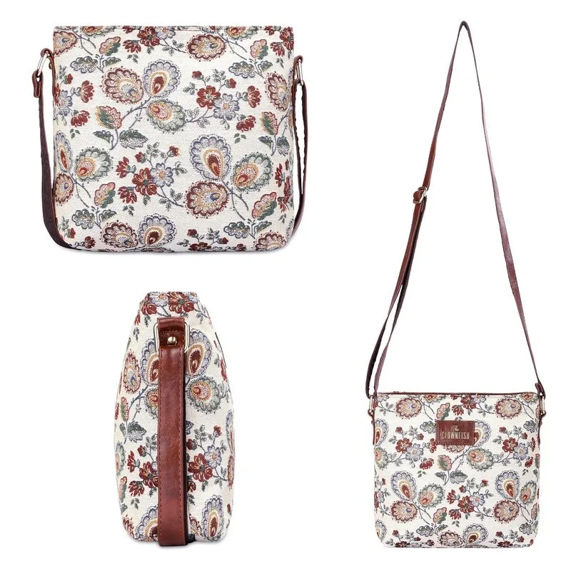 Combo: Sling Bag & Handbag for Women - Floral Design | Adjustable Strap | Dark Brown-Floral