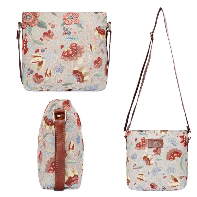 Combo: The Clownfish Linda Sling Bag & Lorna Handbag | Floral Design | 11L | Skyblue