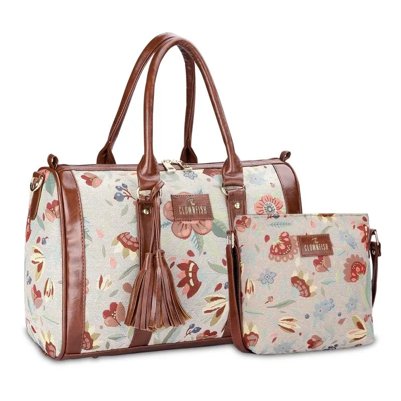 Combo: The Clownfish Linda Sling Bag & Lorna Handbag | Floral Design | 11L | Skyblue