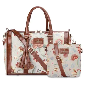 Combo: The Clownfish Linda Sling Bag & Lorna Handbag | Floral Design | 11L | Skyblue