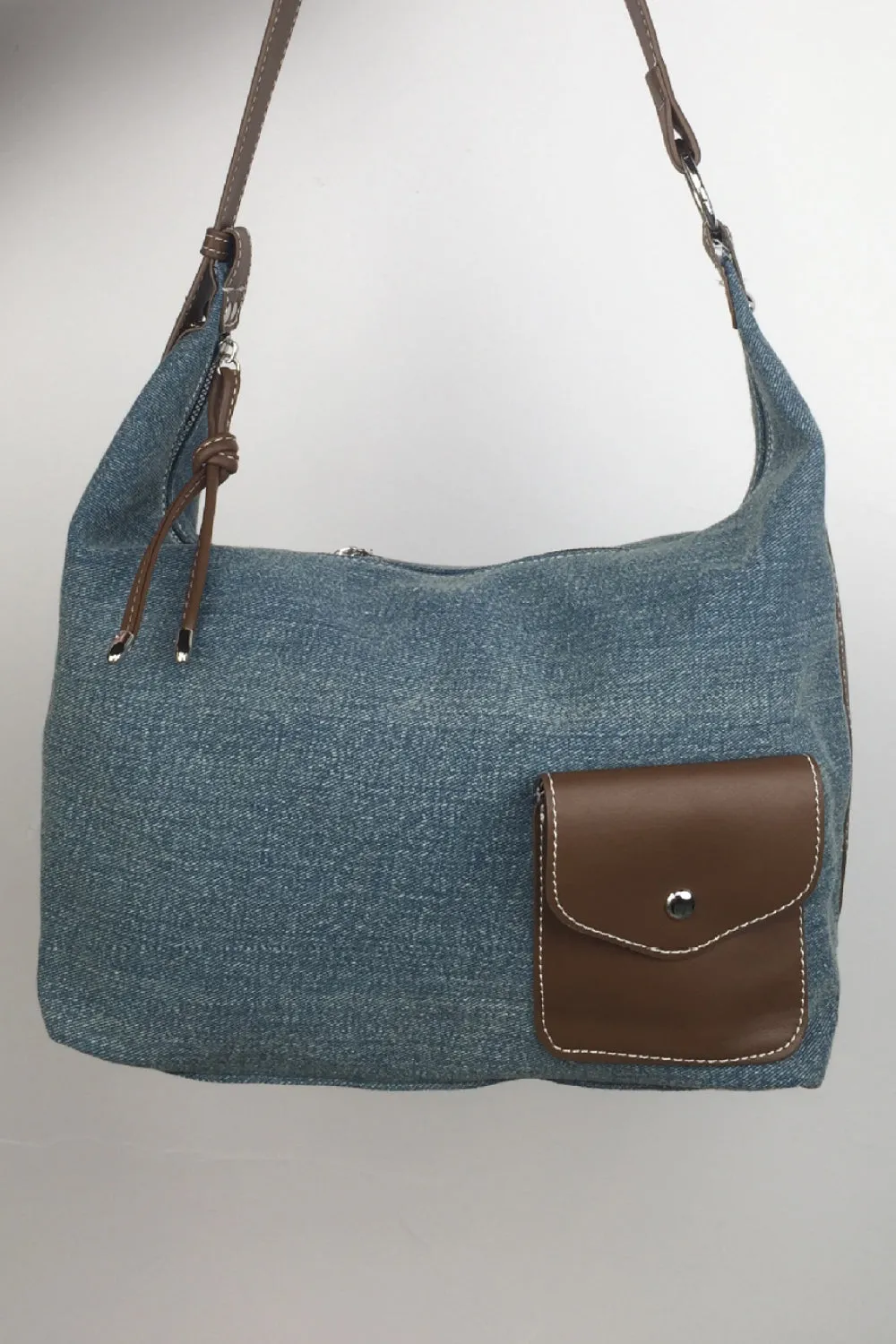 Contrast Denim Shoulder Bag