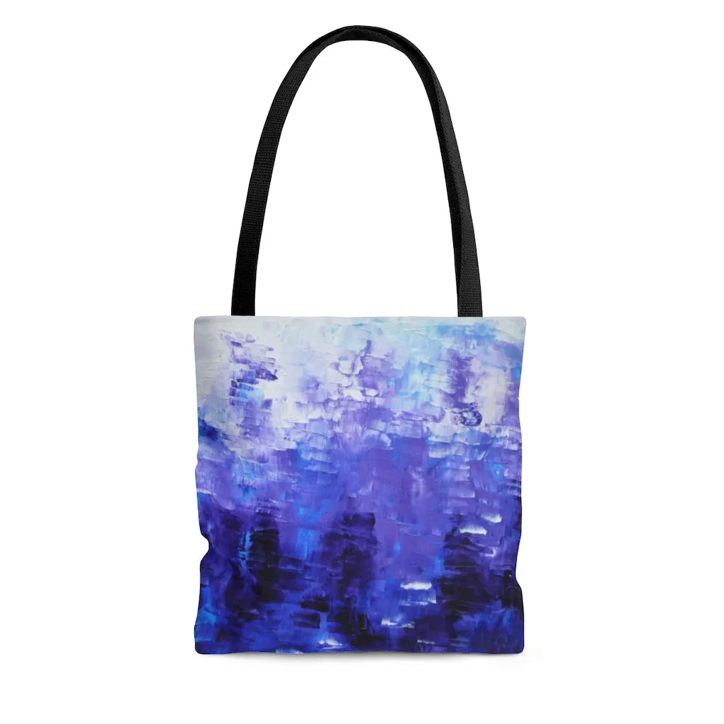 Cool TOTE BAG printed with Original Indigo Blue Abstract Art