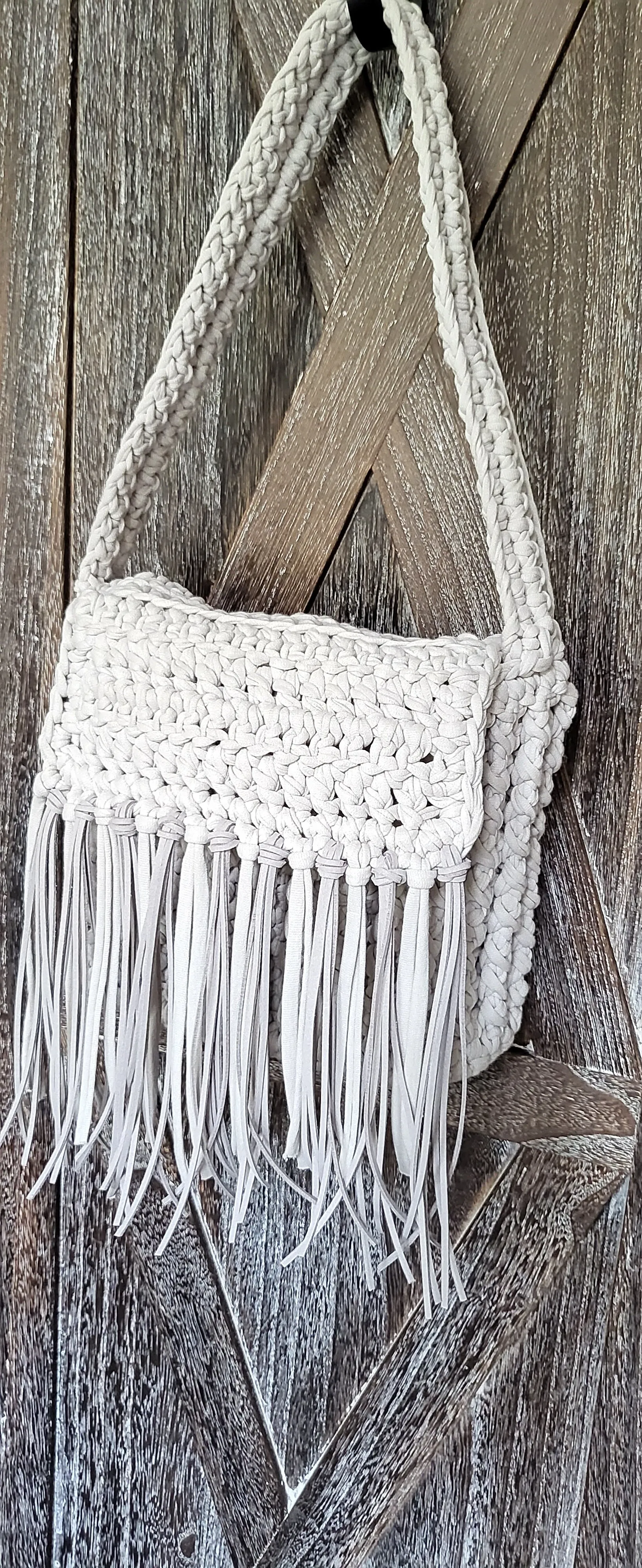 CROCHET FRINGE Bohemian SHOULDER BAG PURSE AVAILABLE IN THREE COLORS