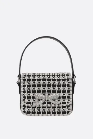 Crystal Mesh Leather Satin Handbag