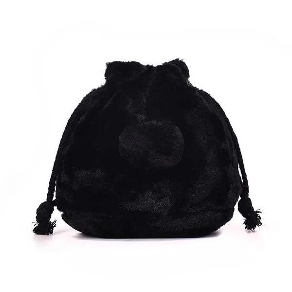 Cute Plush String Bucket Bag Shoulder Crossbody For Women