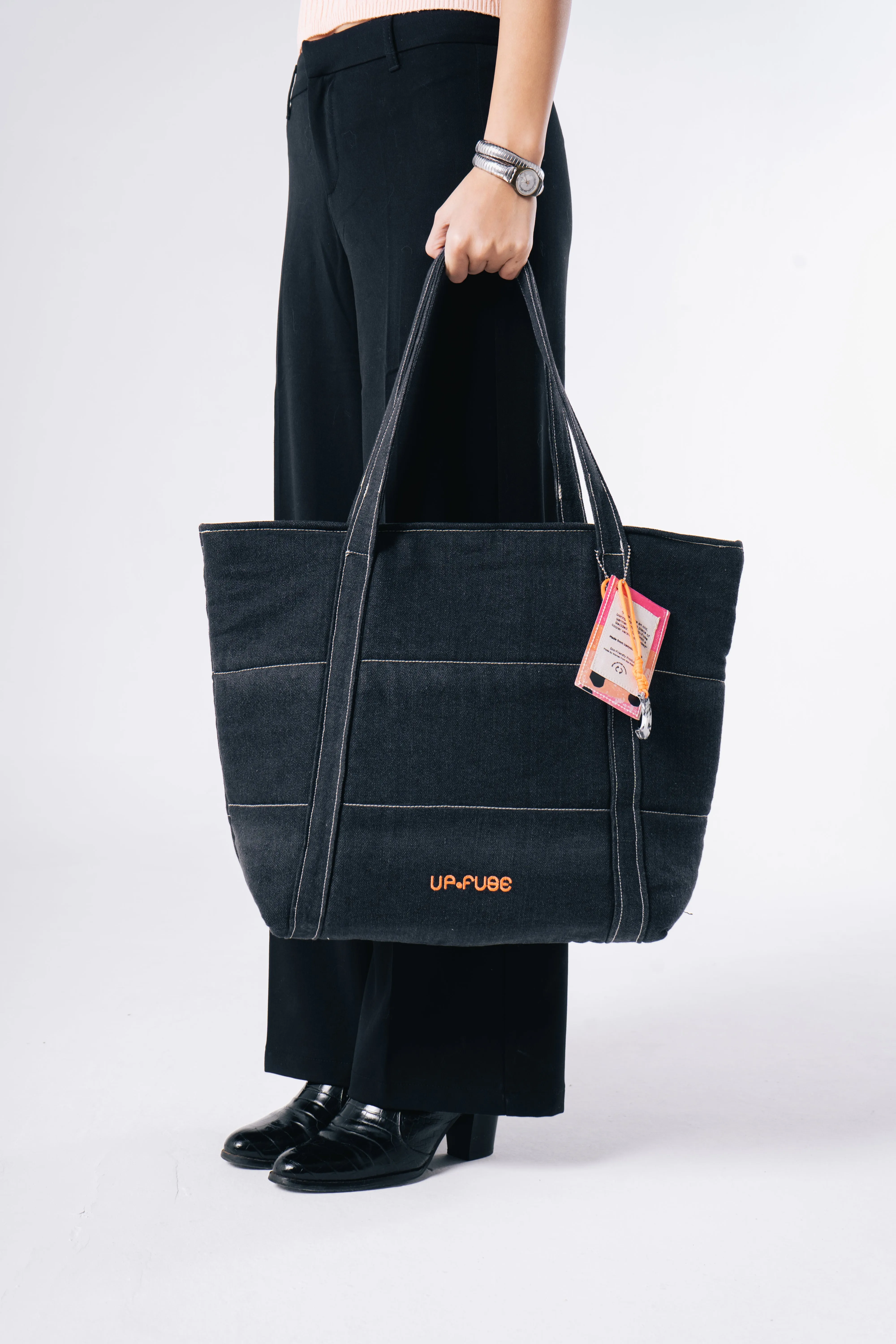 Denim Affair Tote Bag in Black