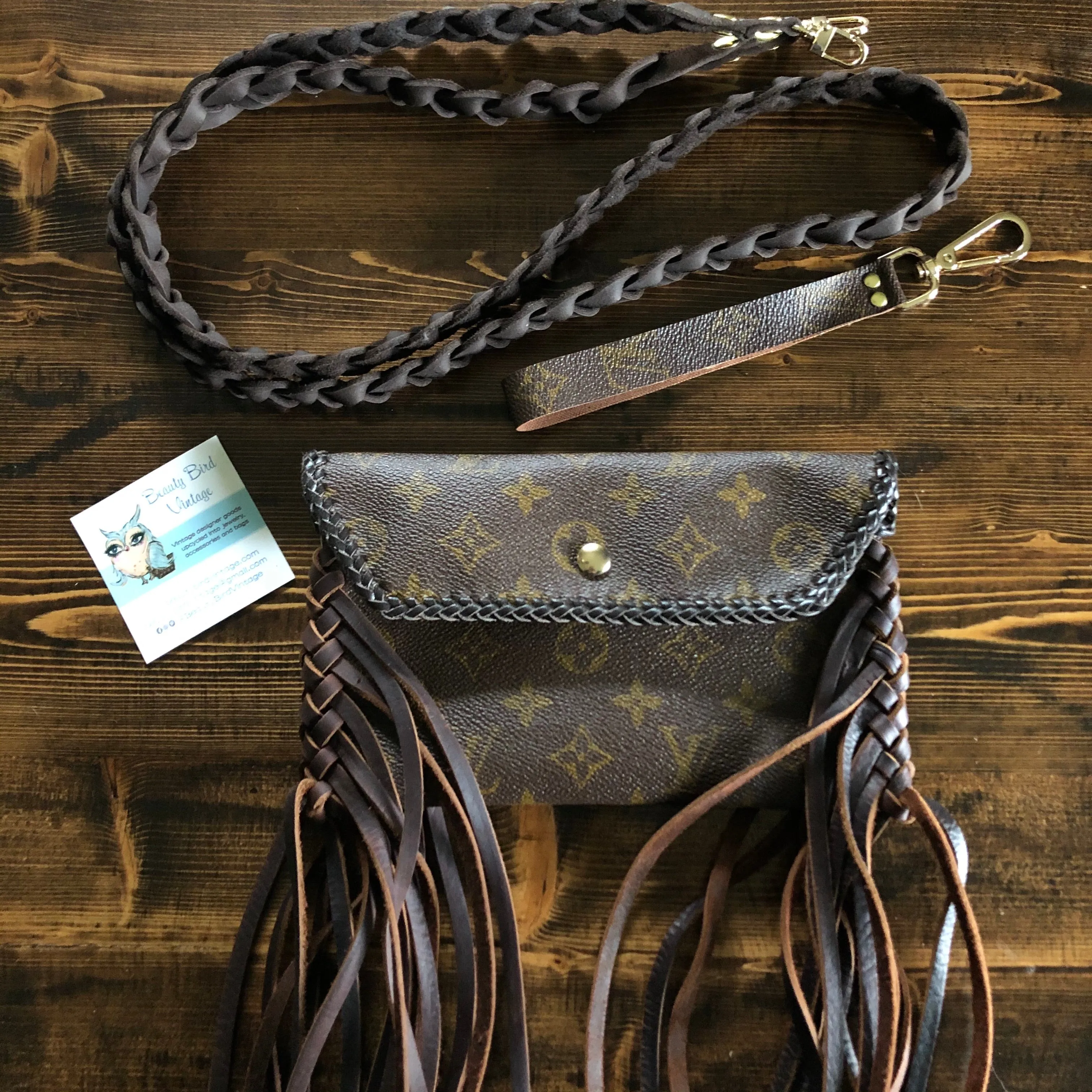 DEPOSIT ONLY for Special Order Wren - Full Monogram Fringed Vintage Wristlet/Crossbody/Clutch