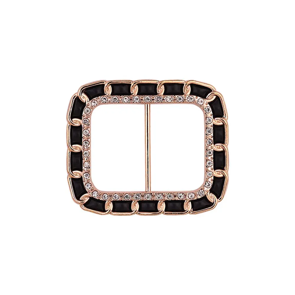 Diamond Chain Design Structure Black & Gold Sliding Buckle