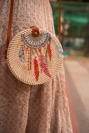 Dream Catcher White Round Sling Bag