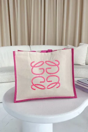 GeGe Pink Embroidered Large Tote