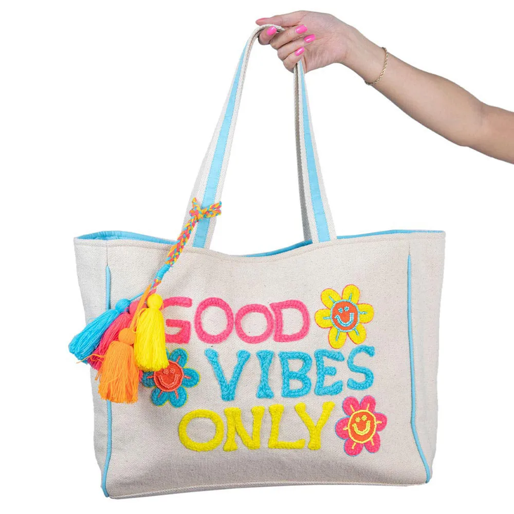 Good Vibes Only Happy Flowers Wholesale Canvas Tote Bag