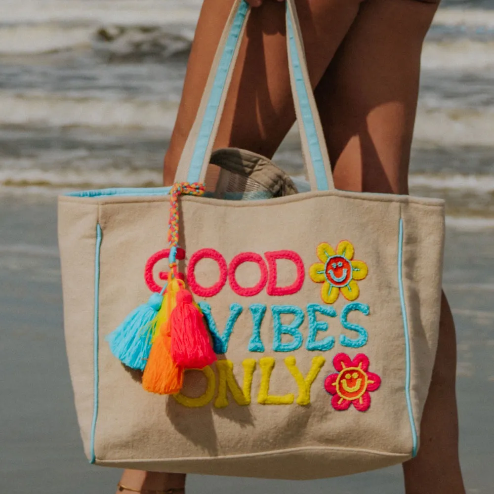 Good Vibes Only Happy Flowers Wholesale Canvas Tote Bag