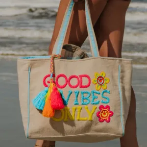 Good Vibes Only Happy Flowers Wholesale Canvas Tote Bag