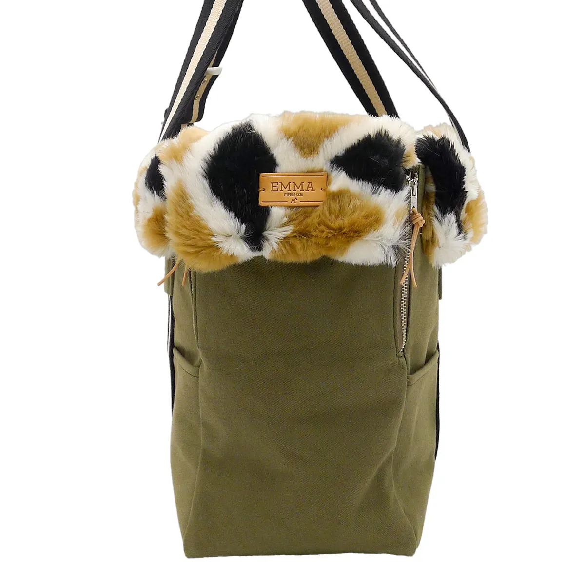 Green Bag And Fur Dog Carrier