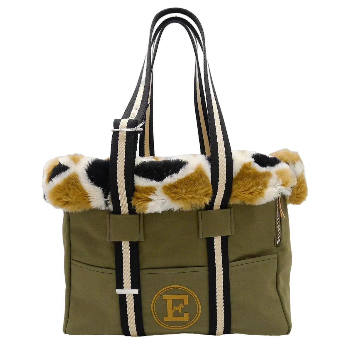 Green Bag And Fur Dog Carrier