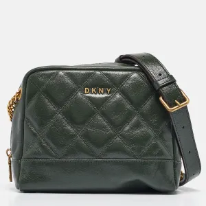 Green Quilted Glossy Leather Sofia Crossbody Bag