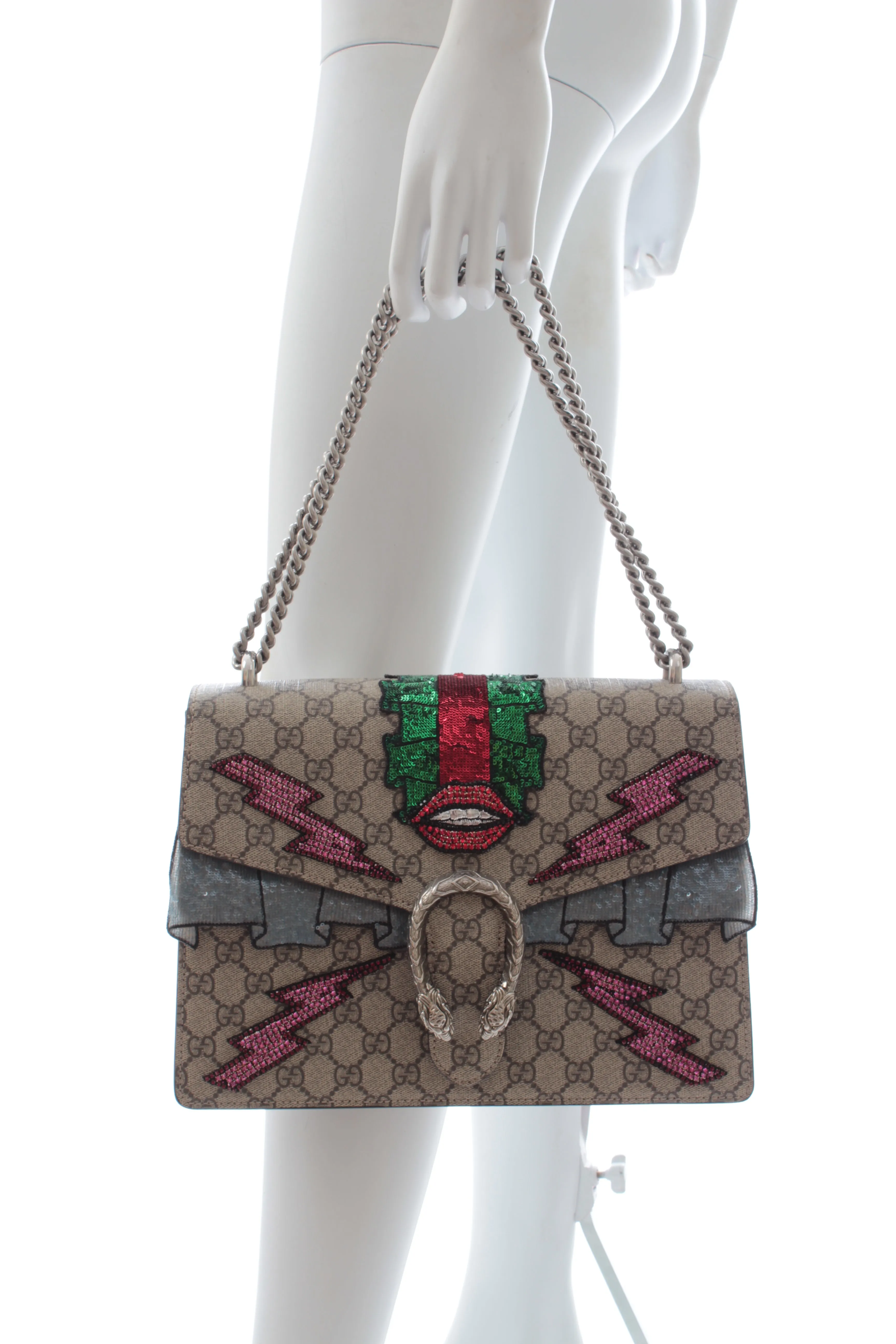 Gucci Dionysus GG Supreme Monogram Embellished Medium Shoulder Bag