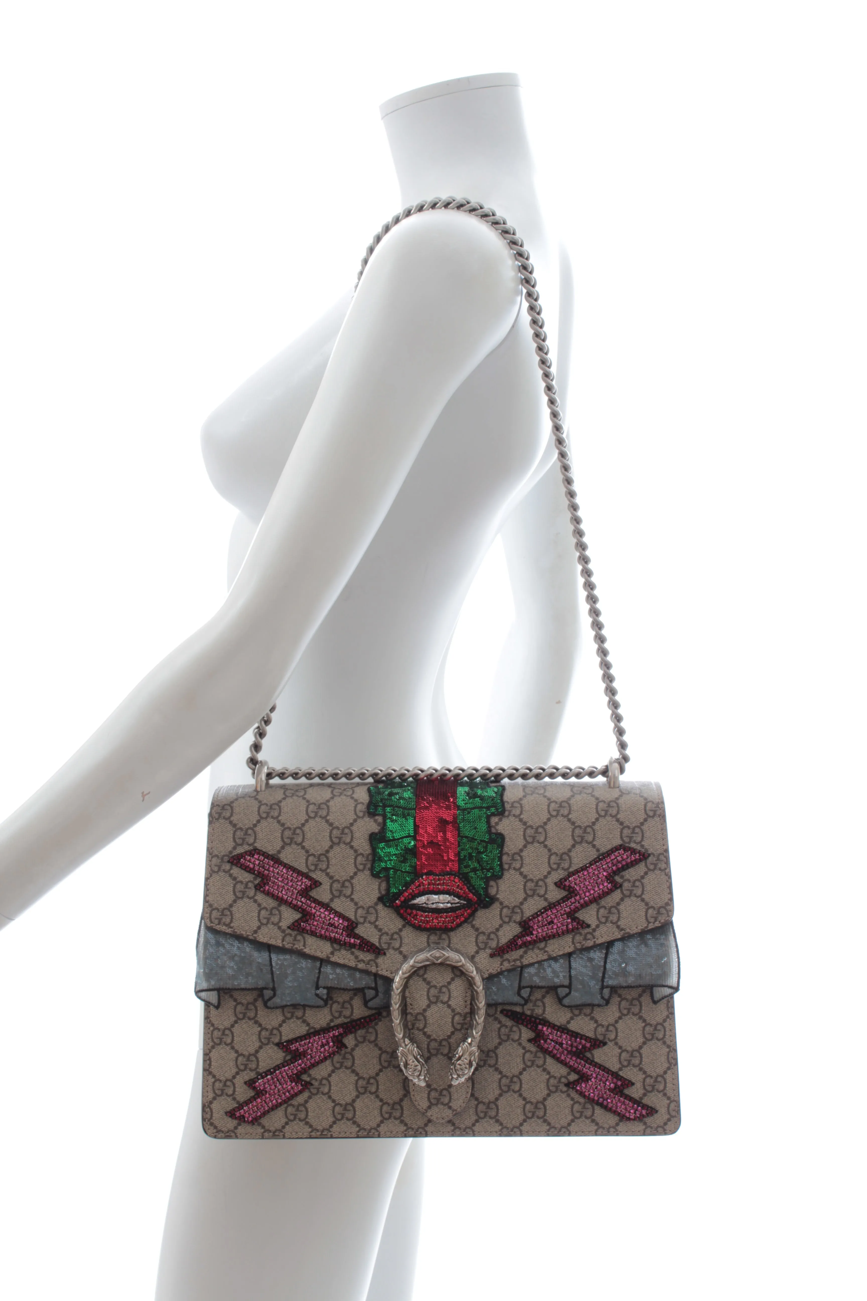 Gucci Dionysus GG Supreme Monogram Embellished Medium Shoulder Bag