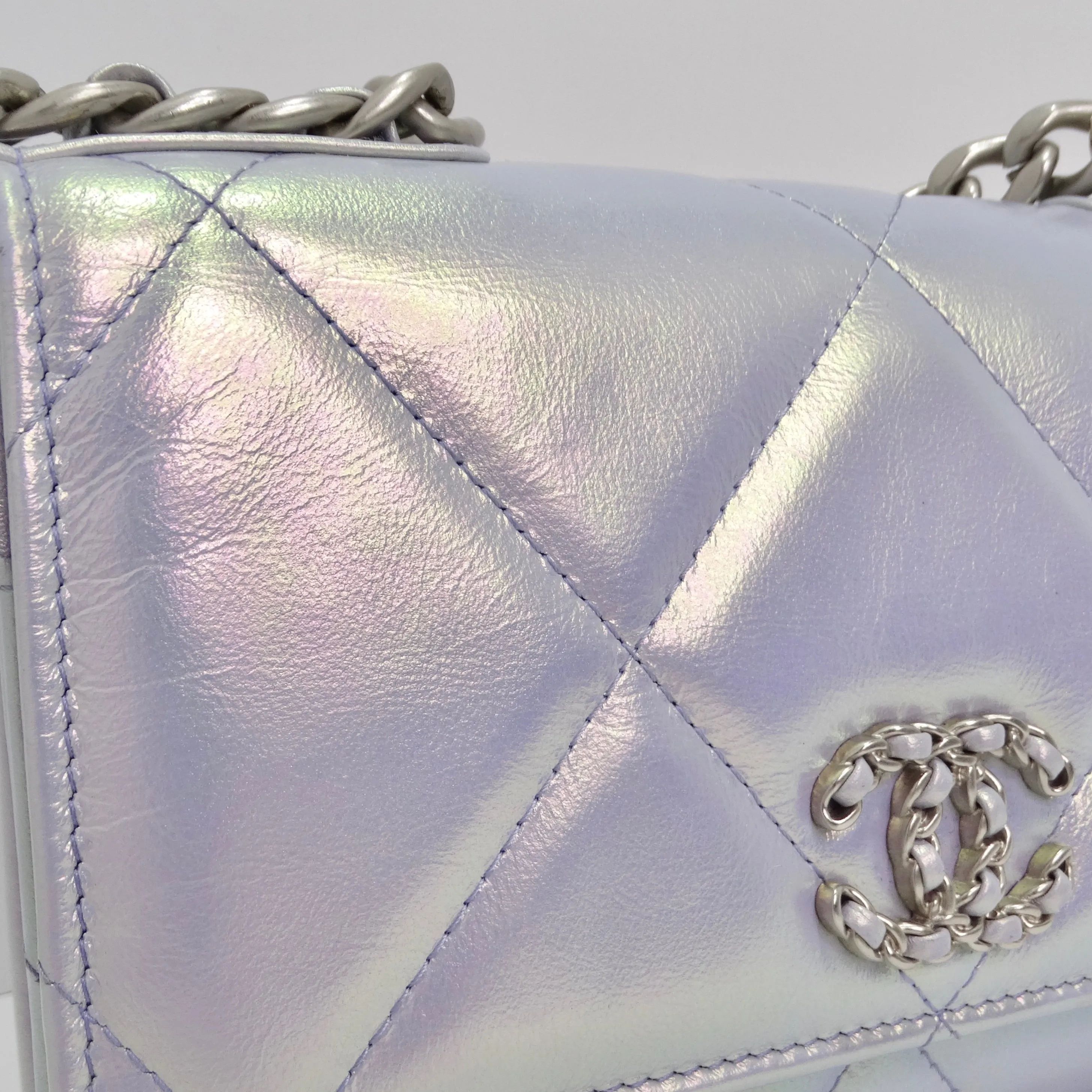 Iridescent Calfskin Quilted Medium Chanel 19 Flap Bag